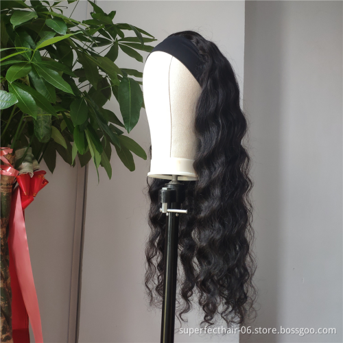 Dropship Unprocessed Brazilian Hair Cuticle Aligned Straight Headband Wig Loose Deep Virgin Human Natural Hair Wigs